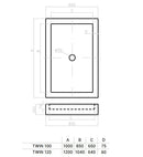 Favorit TWIN zuhanytálca szögletes aszimmetrikus - szaniter akril - 120 x 80 cm