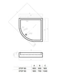 Favorit STEP zuhanytálca íves - szaniter akril - 90 x 90 cm