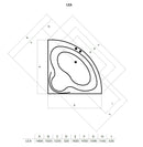 Favorit LEA szaniter akril sarokkád - előlappal - állvánnyal - 140 x 140 cm