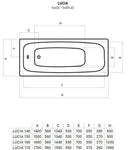 Favorit LUCIA szaniter akril kád - előlappal - oldallappal - állvánnyal - 150 x 70 cm