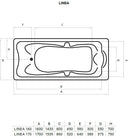 Favorit LINEA szaniter akril kád - előlappal - oldallappal- állvánnyal - 160 x 70 cm