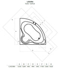 Favorit LAGUNA szaniter akril sarokkád - 125 x 125 cm