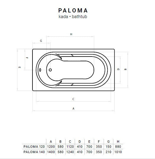 Favorit PALOMA szaniter akril kád - 120 x 70 cm