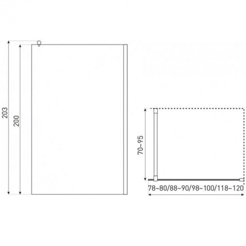 Alfa Walk-In zuhanykabin, 120x70-95x203 cm