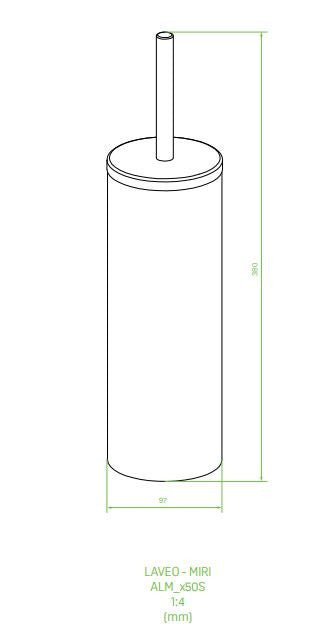 LAVEO MIRI WC-kefe (97x380 mm), fekete (fekete kefével)