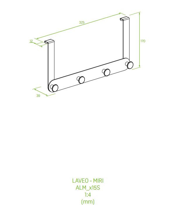 LAVEO MIRI törülköző tartó (60x610x72 mm) rögzítővel és ragasztóval, arany