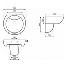 Amelia 14 függeszthető mosdó, szifon takaróval 50x44 cm