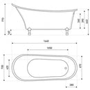 Antica szabadon álló kád fehér lábakkal és leeresztővel