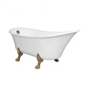 Antica szabadon álló kád antik réz lábakkal és leeresztővel