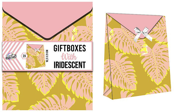 Falevél mintás Iridescent ajándékdoboz 2 db-os, J-ARJ066994B