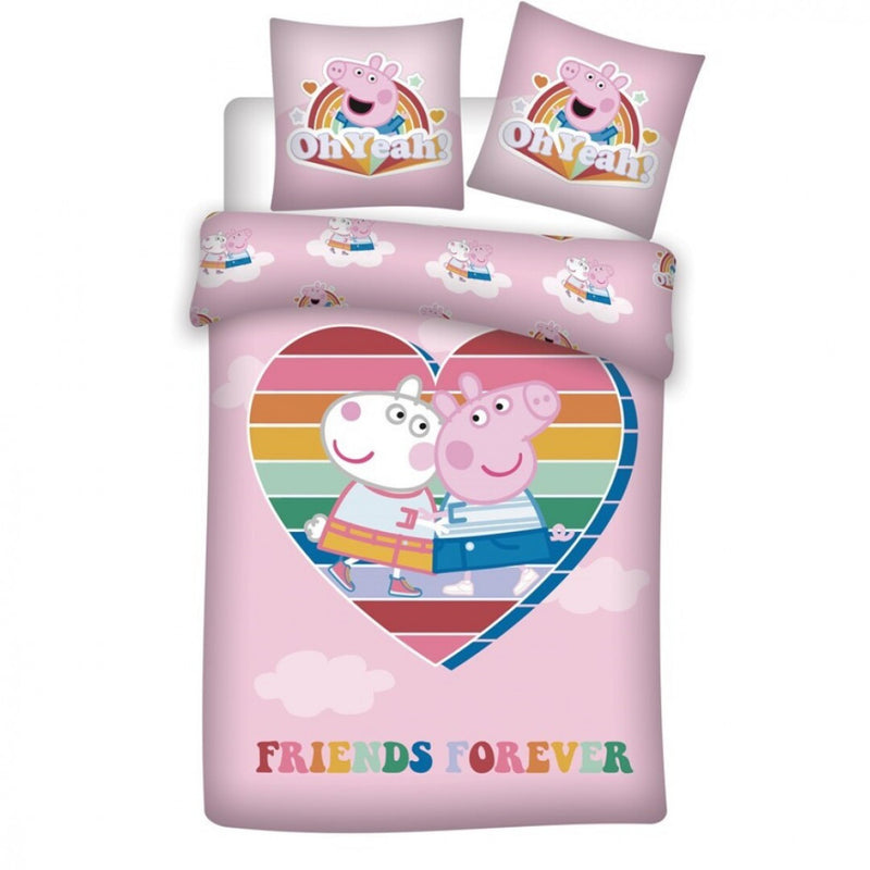 Peppa malac Love ágyneműhuzat 140×200cm, 63×63 cm microfibre, J-AYM980796