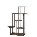 Fém virágállvány, fekete/rusztikus fa, ADITE TYP 2