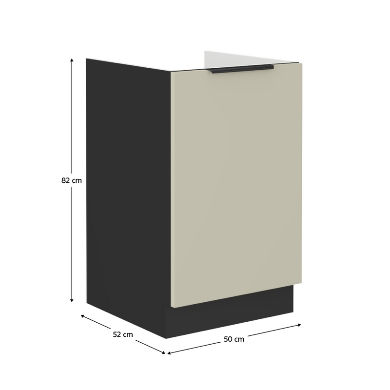 Mosogató szekrény, kasmír/fekete, ARAKA 50 ZL 1F BB