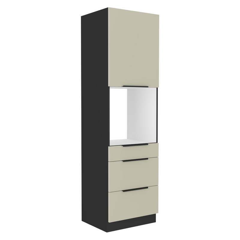 Magas szekrény beépített sütőhöz, kasmír/fekete, ARAKA 60 DPS-210 3S1F