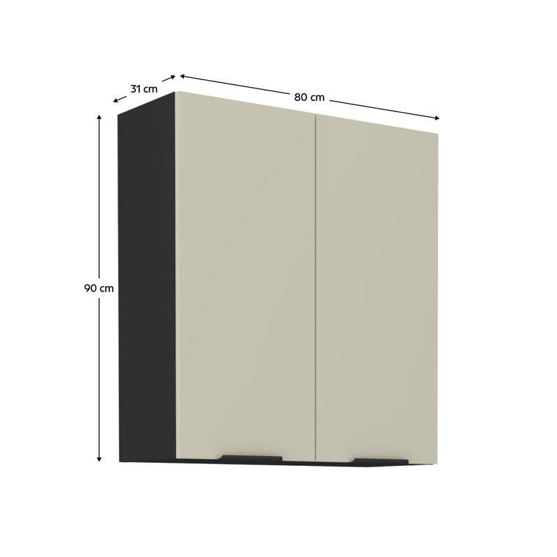 Felső szekrény, kasmír/fekete, ARAKA 80 G-90 2F