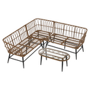 Kerti rattan szett, természetes/bézs/fekete, ARALY