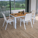 Kerti asztal, fehér acél/tölgy, BONTO