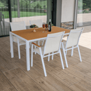 Kerti asztal, fehér acél/tölgy, BONTO