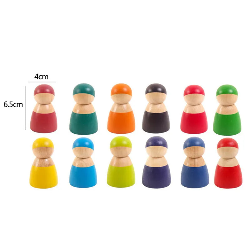 12 barát színes Montessori fafigura