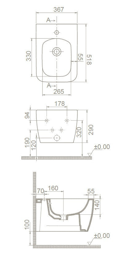 CeraStyle HERA fali BIDÉ