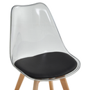 Szék, átlátszó fekete, akril/ekobőr/bükk, BALI 2 NEW