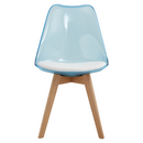 Szék, átlátszó kék, akril/ekobőr/bükk, BALI 2 NEW