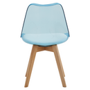 Szék, átlátszó kék, akril/ekobőr/bükk, BALI 2 NEW