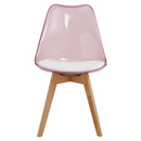 Szék, átlátszó rózsaszín, akril/ekobőr/bükk, BALI 2 NEW