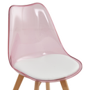 Szék, átlátszó rózsaszín, akril/ekobőr/bükk, BALI 2 NEW