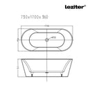 Noa szabadon álló fürdőkád 170x75x56 cm