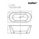 Noa szabadon álló fürdőkád 160x75x56 cm