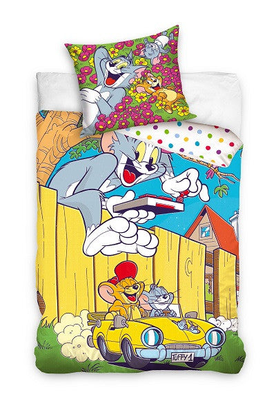 Tom és Jerry Yellow Car ágyneműhuzat 140×200cm, 70x90 cm, J-CBX211013TJA