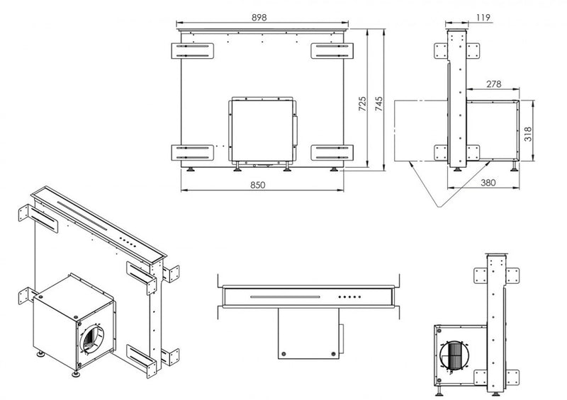 Ciarko Design Moondraft 90 cm fekete pultból kiemelkedő páraelszívó