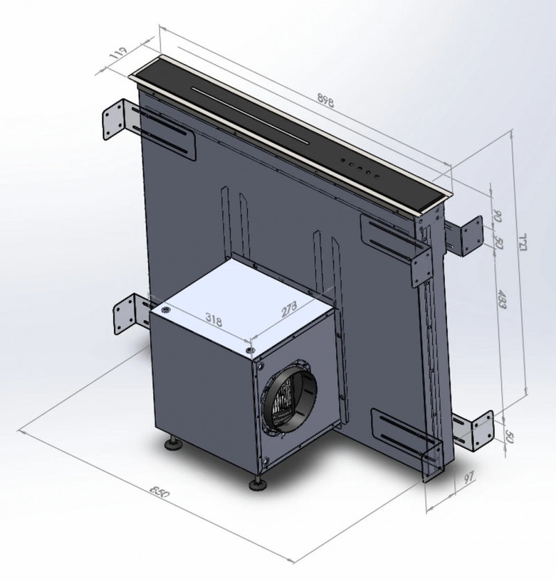 Ciarko Design Moondraft 90 cm Inox pultból kiemelkedő páraelszívó