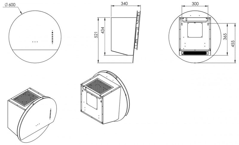 Ciarko Design Eclipse szürke / fekete fali páraelszívó