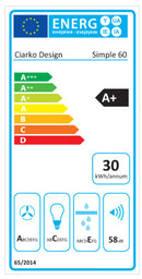 Ciarko Design SIMPLE 60 cm ezüst fali páraelszívó