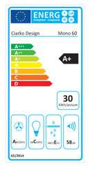 Ciarko Design MONO 60 cm fehér fali páraelszívó