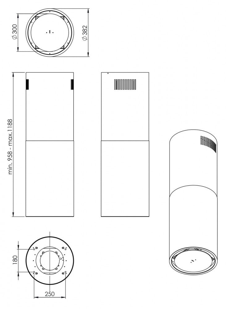 Ciarko Design Tubus W fekete sziget páraelszívó