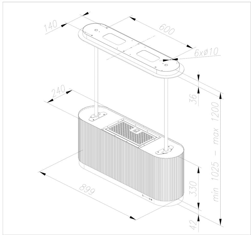 Ciarko Design MONO W 90 cm fekete sziget páraelszívó