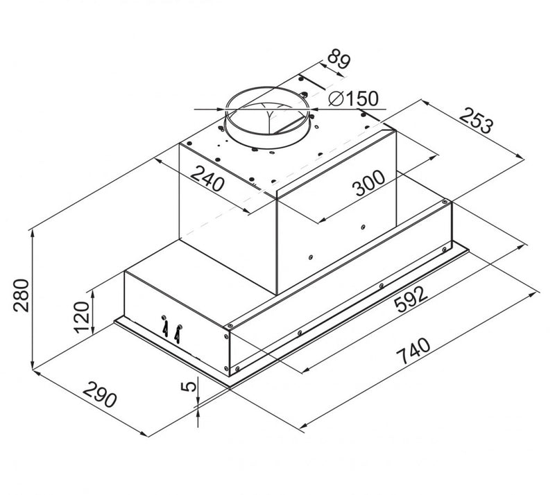 Ciarko Design AURA 74 cm fekete üveg beépíthető páraelszívó