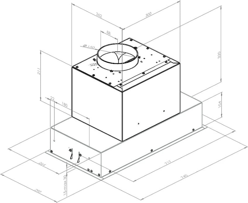 Ciarko Design Su Mini 74 cm fehér üveg beépíthető páraelszívó