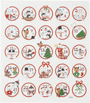 Karácsonyi matrica, adventi naptár, számok 1-24-ig cuki figurákkal, 15x17cm