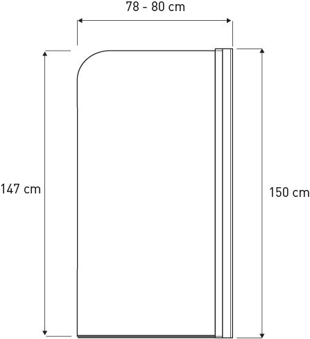 Cristal 1 BL kádparaván 150x80 cm, fekete profil, víztiszta üveg