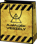 Vicces ajándéktáska 23x18x10cm, közepes, ajándék veszély