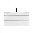 Cube 100 alsó fürdőszobabútor kerámia mosdóval 2 fiókos, magasfényű festett fehér