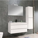 Cube Fürdőszobabútor 100 cm kerámia mosdóval (2 fiókos) tükörrel 60x100 cm magasfényű festett fehér