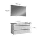 Cube Fürdőszobabútor 100 cm kerámia mosdóval (2 fiókos) tükörrel 60x100 cm magasfényű festett fehér