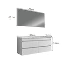 Cube 120 Fürdőszobabútor 1 medencés kerámia mosdóval tükörrel 60x120 cm magasfényű festett fehér