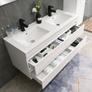 Cube 120 alsó fürdőszobabútor kerámia mosdóval 2 fiókos, magasfényű festett fehér