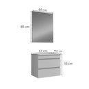 Cube Fürdőszobabútor 60 cm kerámia mosdóval 2 fiókos tükörrel 60x80 cm antracit szürke